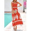 imagePRETTYGARDEN Womens Summer Boho Maxi Dress 2025 Casual Sleeveless Square Neck Floral Aline Smocked Beach Dresses with PocketsFloral Brick Red White