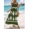 imagePRETTYGARDEN Womens Summer Boho Maxi Dress 2025 Casual Sleeveless Square Neck Floral Aline Smocked Beach Dresses with PocketsFloral Green Apricot
