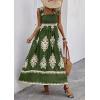 imagePRETTYGARDEN Womens Summer Boho Maxi Dress 2025 Casual Sleeveless Square Neck Floral Aline Smocked Beach Dresses with PocketsFloral Green Apricot