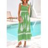 imagePRETTYGARDEN Womens Summer Boho Maxi Dress 2025 Casual Sleeveless Square Neck Floral Aline Smocked Beach Dresses with PocketsFloral Green White