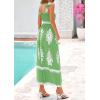 imagePRETTYGARDEN Womens Summer Boho Maxi Dress 2025 Casual Sleeveless Square Neck Floral Aline Smocked Beach Dresses with PocketsFloral Green White