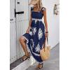 imagePRETTYGARDEN Womens Summer Boho Maxi Dress 2025 Casual Sleeveless Square Neck Floral Aline Smocked Beach Dresses with PocketsFloral Navy White