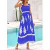 imagePRETTYGARDEN Womens Summer Boho Maxi Dress 2025 Casual Sleeveless Square Neck Floral Aline Smocked Beach Dresses with PocketsFloral Royal Blue White
