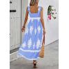 imagePRETTYGARDEN Womens Summer Boho Maxi Dress 2025 Casual Sleeveless Square Neck Floral Aline Smocked Beach Dresses with PocketsFloral Sky Blue White