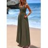 imagePRETTYGARDEN Womens Summer Casual Scoop Neck Sleeveless Long Dresses Tank Top Patchwork Aline Swing Maxi Dress with PocketsArmy Green