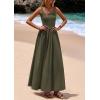 imagePRETTYGARDEN Womens Summer Casual Scoop Neck Sleeveless Long Dresses Tank Top Patchwork Aline Swing Maxi Dress with PocketsArmy Green