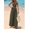 imagePRETTYGARDEN Womens Summer Casual Scoop Neck Sleeveless Long Dresses Tank Top Patchwork Aline Swing Maxi Dress with PocketsArmy Green