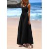 imagePRETTYGARDEN Womens Summer Casual Scoop Neck Sleeveless Long Dresses Tank Top Patchwork Aline Swing Maxi Dress with PocketsBlack
