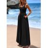 imagePRETTYGARDEN Womens Summer Casual Scoop Neck Sleeveless Long Dresses Tank Top Patchwork Aline Swing Maxi Dress with PocketsBlack