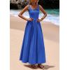 imagePRETTYGARDEN Womens Summer Casual Scoop Neck Sleeveless Long Dresses Tank Top Patchwork Aline Swing Maxi Dress with PocketsBlue