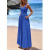 imagePRETTYGARDEN Womens Summer Casual Scoop Neck Sleeveless Long Dresses Tank Top Patchwork Aline Swing Maxi Dress with PocketsBlue