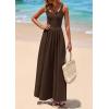 imagePRETTYGARDEN Womens Summer Casual Scoop Neck Sleeveless Long Dresses Tank Top Patchwork Aline Swing Maxi Dress with PocketsDark Coffee