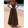 imagePRETTYGARDEN Womens Summer Casual Scoop Neck Sleeveless Long Dresses Tank Top Patchwork Aline Swing Maxi Dress with PocketsDark Coffee