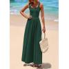 imagePRETTYGARDEN Womens Summer Casual Scoop Neck Sleeveless Long Dresses Tank Top Patchwork Aline Swing Maxi Dress with PocketsDark Green