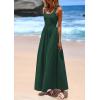 imagePRETTYGARDEN Womens Summer Casual Scoop Neck Sleeveless Long Dresses Tank Top Patchwork Aline Swing Maxi Dress with PocketsDark Green
