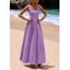 imagePRETTYGARDEN Womens Summer Casual Scoop Neck Sleeveless Long Dresses Tank Top Patchwork Aline Swing Maxi Dress with PocketsPurple