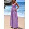 imagePRETTYGARDEN Womens Summer Casual Scoop Neck Sleeveless Long Dresses Tank Top Patchwork Aline Swing Maxi Dress with PocketsPurple