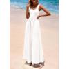 imagePRETTYGARDEN Womens Summer Casual Scoop Neck Sleeveless Long Dresses Tank Top Patchwork Aline Swing Maxi Dress with PocketsWhite