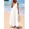 imagePRETTYGARDEN Womens Summer Casual Scoop Neck Sleeveless Long Dresses Tank Top Patchwork Aline Swing Maxi Dress with PocketsWhite
