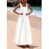 imagePRETTYGARDEN Womens Summer Casual Scoop Neck Sleeveless Long Dresses Tank Top Patchwork Aline Swing Maxi Dress with PocketsWhite