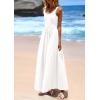 imagePRETTYGARDEN Womens Summer Casual Scoop Neck Sleeveless Long Dresses Tank Top Patchwork Aline Swing Maxi Dress with PocketsWhite