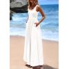 imagePRETTYGARDEN Womens Summer Casual Scoop Neck Sleeveless Long Dresses Tank Top Patchwork Aline Swing Maxi Dress with PocketsWhite