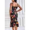 imagePRETTYGARDEN Womens Summer Floral Midi Tank Dress Sleeveless Strappy Ruffle Hem Smocked Bodycon DressesBlack Red Big Floral