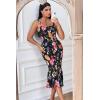 imagePRETTYGARDEN Womens Summer Floral Midi Tank Dress Sleeveless Strappy Ruffle Hem Smocked Bodycon DressesBlack Red Big Floral