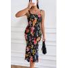 imagePRETTYGARDEN Womens Summer Floral Midi Tank Dress Sleeveless Strappy Ruffle Hem Smocked Bodycon DressesBlack Red Big Floral