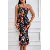 imagePRETTYGARDEN Womens Summer Floral Midi Tank Dress Sleeveless Strappy Ruffle Hem Smocked Bodycon DressesBlack Red Big Floral