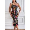 imagePRETTYGARDEN Womens Summer Floral Midi Tank Dress Sleeveless Strappy Ruffle Hem Smocked Bodycon DressesBlack Red Big Floral