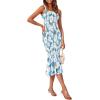 imagePRETTYGARDEN Womens Summer Floral Midi Tank Dress Sleeveless Strappy Ruffle Hem Smocked Bodycon DressesBlue Floral