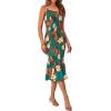 imagePRETTYGARDEN Womens Summer Floral Midi Tank Dress Sleeveless Strappy Ruffle Hem Smocked Bodycon DressesDark Green