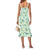 imagePRETTYGARDEN Womens Summer Floral Midi Tank Dress Sleeveless Strappy Ruffle Hem Smocked Bodycon DressesGreen Floral