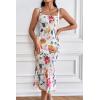 imagePRETTYGARDEN Womens Summer Floral Midi Tank Dress Sleeveless Strappy Ruffle Hem Smocked Bodycon DressesWhite Red Big Floral