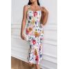 imagePRETTYGARDEN Womens Summer Floral Midi Tank Dress Sleeveless Strappy Ruffle Hem Smocked Bodycon DressesWhite Red Big Floral
