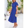 imagePRETTYGARDEN Womens Summer Midi Dresses Puff Short Sleeve V Neck Swiss Dot Pleated A Line Flowy Long Wedding Guest DressBlue