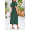 imagePRETTYGARDEN Womens Summer Midi Dresses Puff Short Sleeve V Neck Swiss Dot Pleated A Line Flowy Long Wedding Guest DressDark Green