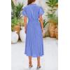 imagePRETTYGARDEN Womens Summer Midi Dresses Puff Short Sleeve V Neck Swiss Dot Pleated A Line Flowy Long Wedding Guest DressLight Blue