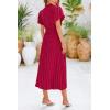 imagePRETTYGARDEN Womens Summer Midi Dresses Puff Short Sleeve V Neck Swiss Dot Pleated A Line Flowy Long Wedding Guest DressWine Red