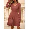 imagePRETTYGARDEN Womens Sweater Dress 2025 Fall Long Sleeve V Neck A Line Fit and Flare Ribbed Short Dresses Knit Outfits PocketsCaramel