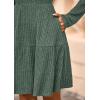 imagePRETTYGARDEN Womens Sweater Dress 2025 Fall Long Sleeve V Neck A Line Fit and Flare Ribbed Short Dresses Knit Outfits PocketsDark Green