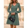 imagePRETTYGARDEN Womens Sweater Dress 2025 Fall Long Sleeve V Neck A Line Fit and Flare Ribbed Short Dresses Knit Outfits PocketsDark Green