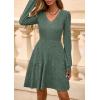 imagePRETTYGARDEN Womens Sweater Dress 2025 Fall Long Sleeve V Neck A Line Fit and Flare Ribbed Short Dresses Knit Outfits PocketsDark Green