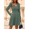 imagePRETTYGARDEN Womens Sweater Dress 2025 Fall Long Sleeve V Neck A Line Fit and Flare Ribbed Short Dresses Knit Outfits PocketsDark Green