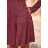 imagePRETTYGARDEN Womens Sweater Dress 2025 Fall Long Sleeve V Neck A Line Fit and Flare Ribbed Short Dresses Knit Outfits PocketsWine Red