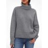 imagePRETTYGARDEN Womens Turtleneck Long Sleeve Sweater 2025 Fall Trendy Loose Fit Casual Tops Chunky Knit Pullover SweatersGrey