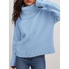 imagePRETTYGARDEN Womens Turtleneck Long Sleeve Sweater 2025 Fall Trendy Loose Fit Casual Tops Chunky Knit Pullover SweatersLight Blue