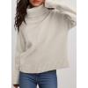 imagePRETTYGARDEN Womens Turtleneck Long Sleeve Sweater 2025 Fall Trendy Loose Fit Casual Tops Chunky Knit Pullover SweatersLight Grey