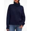 imagePRETTYGARDEN Womens Turtleneck Long Sleeve Sweater 2025 Fall Trendy Loose Fit Casual Tops Chunky Knit Pullover SweatersNavy Blue